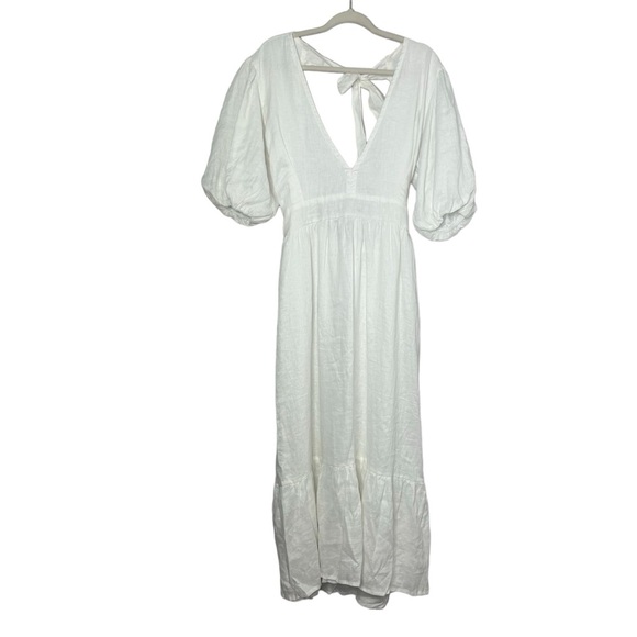 Faithfull the Brand Romilla White Linen Midi Dress - Picture 4 of 7
